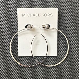 Michael Kors Shiny Silver Hoop Earrings